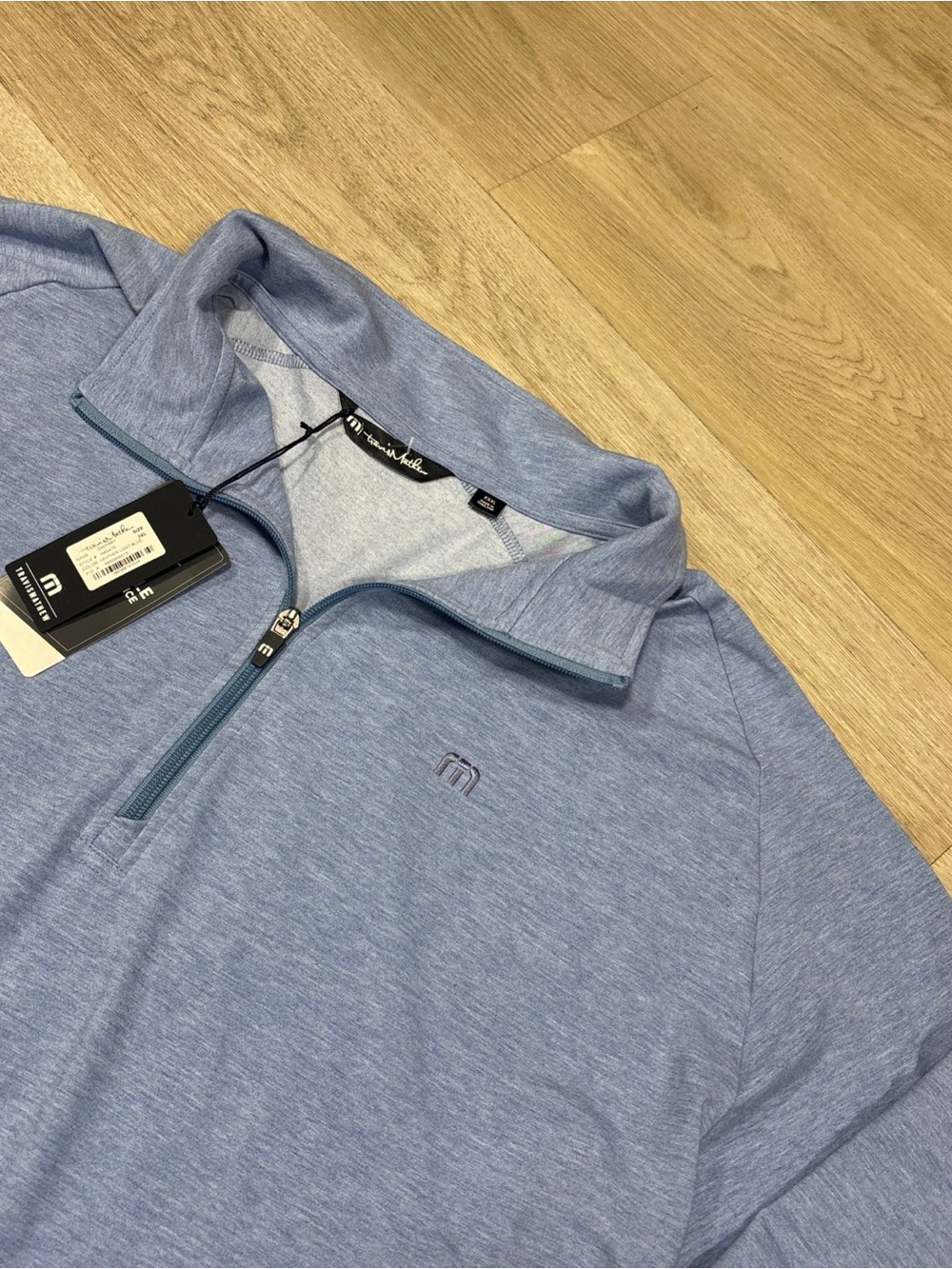 Travis Mathew 3XL Zachary No logo Half zip Pullover Heather Light Blue
